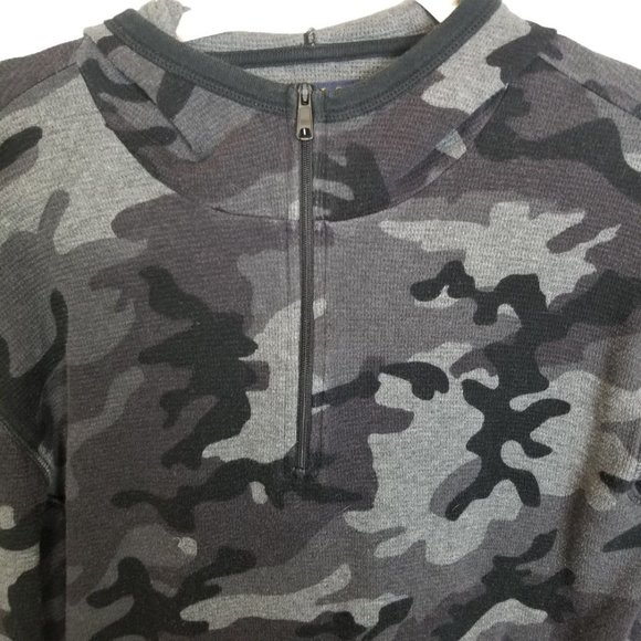 Polo Ralph Lauren Mens M Gray Camo Long Sleeve 1/4 - Picture 2 of 8